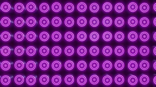 Círculos roxos neon dinâmicos brilham nesta animação abstrata moderna