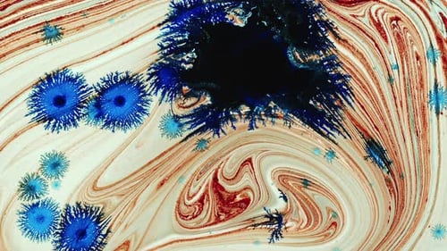Gouttes d'encre et formes surréalistes étalées sur la surface de fond 03