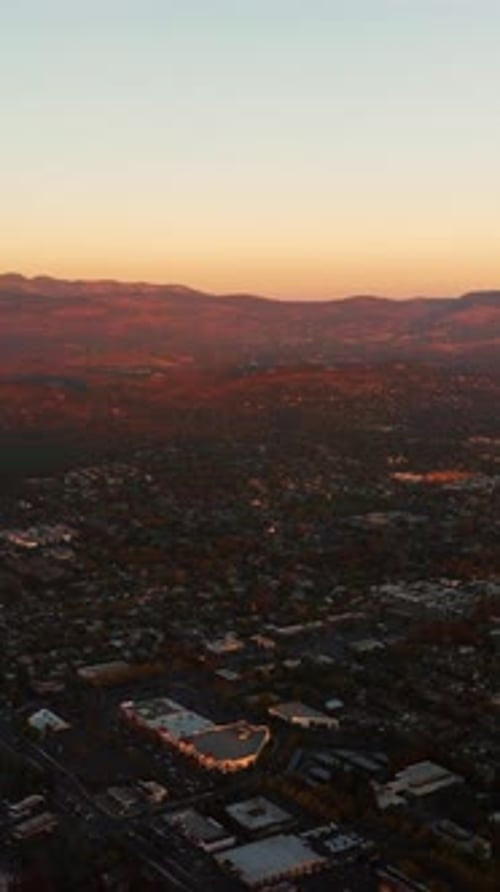 Gorgeous Napa valley at sunset. Beautiful mountains lit with last rays of setting sun at backdrop