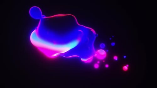 Neonglühender Metaball mit Farbverlauf und fließendem Hintergrund