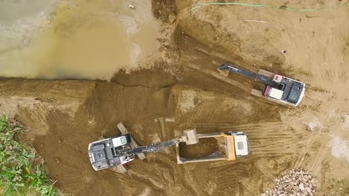 Atividade do canteiro de obras com vista de drone