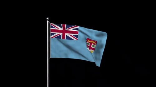Realistic Waving Flag of Fiji on a Pole