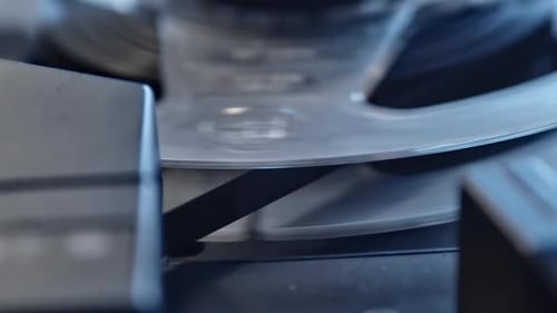 Reel to Reel Tape Recorder Spinning Tape