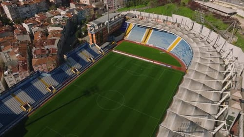 High Angle View of Recep Tayyip Erdogan Stadium Compact Football Stadium in Urban Borough Istanbul