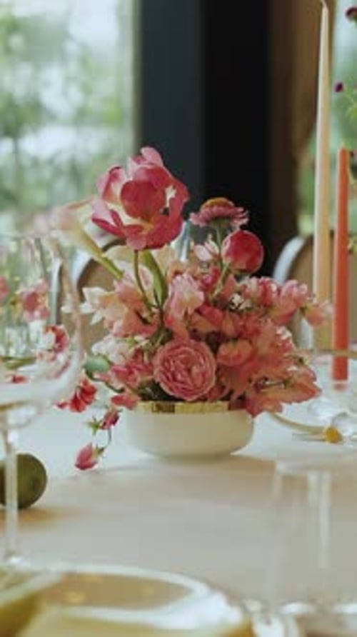 Elegant Table Setting with Floral Arrangement