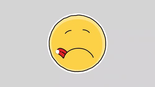 Animated Sad Face Emoji with Crying Tear Loop