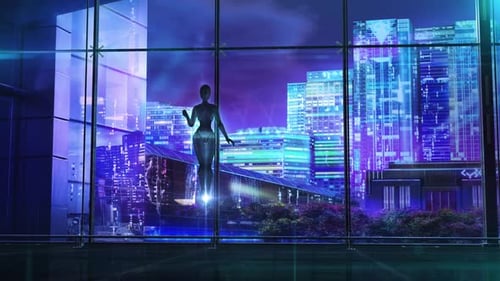 Android survole au milieu du bureau HD
