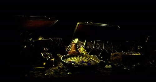 Golden Treasure Reveal with Ornate Jewels