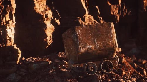 Un carro abandonado para una mina de oro utilizado para transportar minerales durante la fiebre del oro