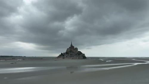 Aerial view of Mont Saint-Michel, France.