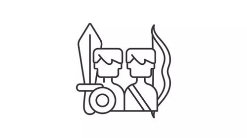 Animated Line Art Icon of Gemini Zodiac Sign