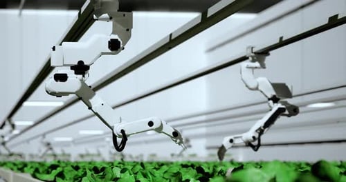 Smart Robotic Farmers Concept, Robot Farmers, Agriculture Technology, Farm Automation