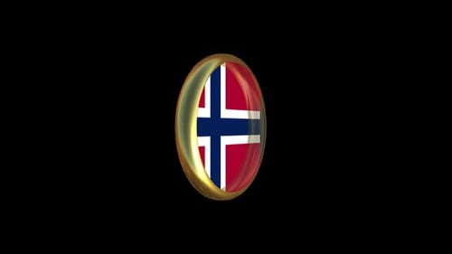 3D Glossy Norway Flag Button Rotating Animation