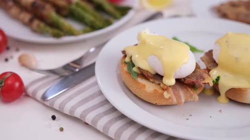 Delicious Eggs Benedict Meal Close Up Dolly