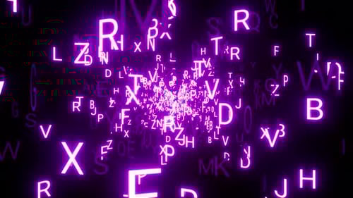 Abstract 3D Alphabet Letters Fly Through