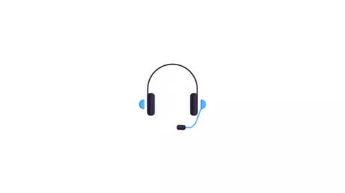 Animated Headphones and Microphone Icon for Customer Support