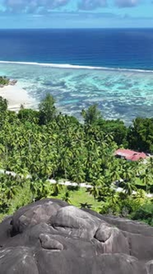 Seychelles Skyline At La Digue Island In Victoria Seychelles. Indian Ocean.