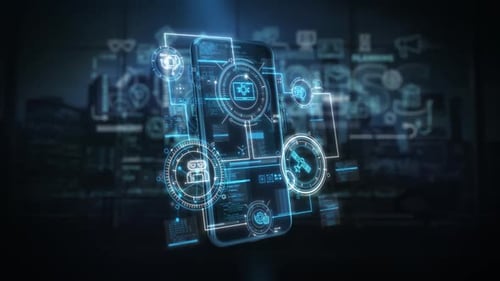 Animated Data Scenes Set Against a Smartphone Silhouette