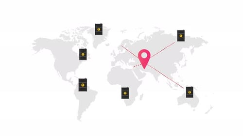 Animated world map showing oil trade relations between countries with connecting lines