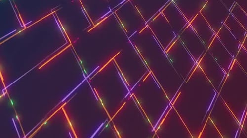 Animated Neon Grid Lines Abstract Background Loop
