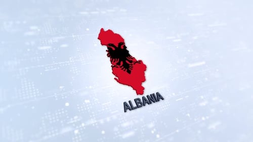 3D Albania Map and Flag Animation on Digital Background