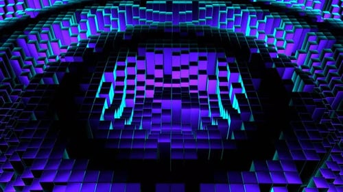 Purple And Cyan Square Waves Move In Circles Background Vj Loop In 4K