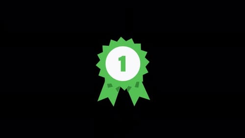 Green Number One Award Ribbon. First Place Winner Concept Animation Video - Transparent