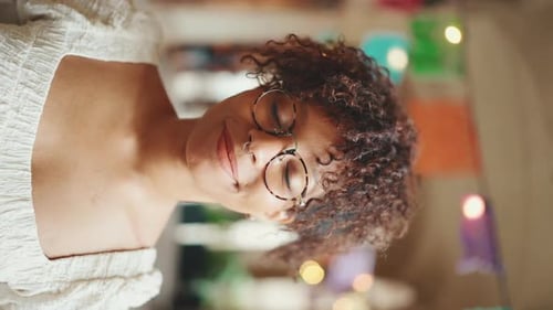 Woman Smiling Wearing Glasses Portrait Video