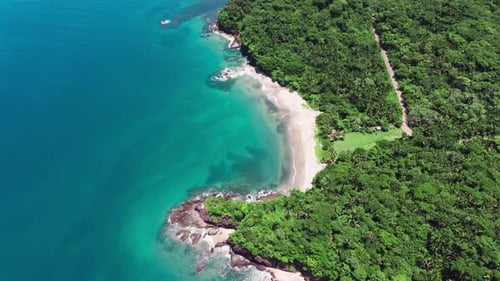 Top view of hidden beach in Lo de Marcos, tourist destination on the Riviera Nayarit, Mexico