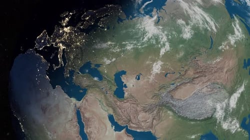 Realistic 3D Earth Globe Rotating from Night to Day