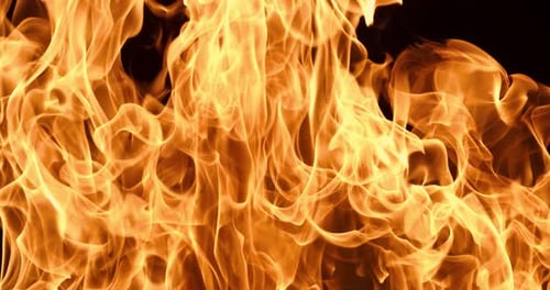 Flammes de feu sur fond noir au ralenti. Tourné avec une caméra super ralenti à 1000 images par seconde.