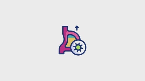Animated Medical Icon for Acid Reflux and Stomach Virus