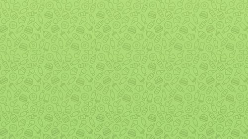 Yum Collection: A green background with food symbols scrolling from top to bottom