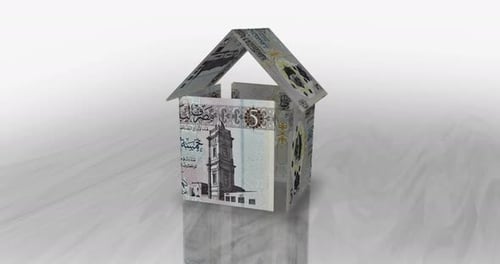 Azerbaijan manat money banknotes paper house on the table