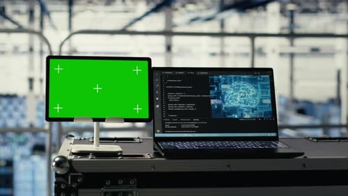 Mockup Device in Data Center with Supercomputers Gear Built for AI