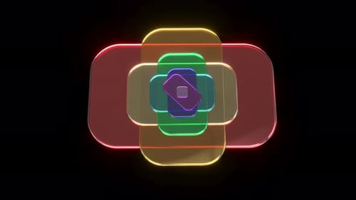 Dynamic Neon Geometric Shapes Rotating Tunnel Loop