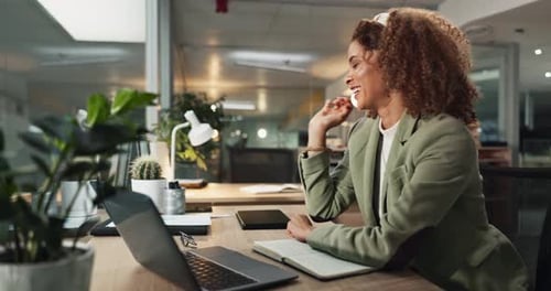 Notebook, planning and writing with woman in office for company revenue