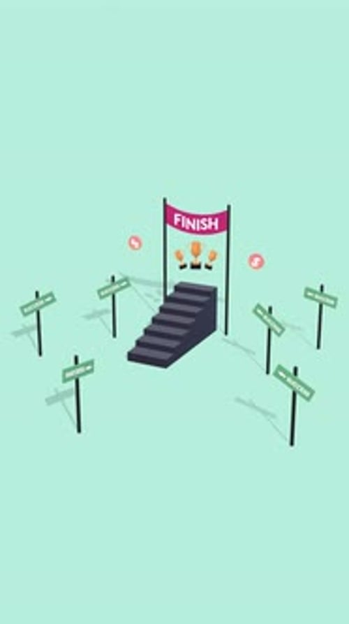 Vertical Animated Upward Stair Path Symbolizing Success, Business Growth, And Career Progress.