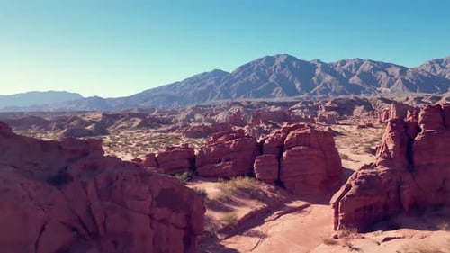 Aerial drone scenic mountain landscape - - rocky, sunrise