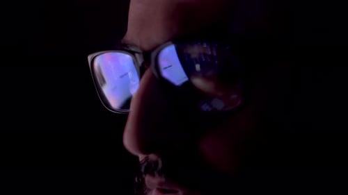 Glasses With Augmented Reality Reflection at Night