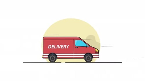 Red Delivery Van Moving Animation