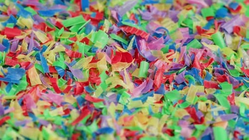 Microplastic Pollution Plastic Particles Top View Rotating Garbage and Trash Ecological Problems