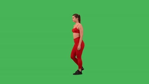 Green Screen Lady Stretch Thigh Muscles