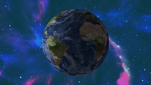Animation des Planeten Erde vom Weltraum aus gesehen, Asteroiden, Wolke und Kosmos, 1925