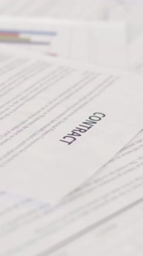 Contract Document Legal Agreement Paperwork Close Up