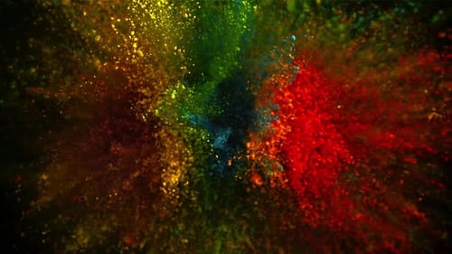Explosión de polvo de color en cámara lenta filmada con una cámara de alta velocidad a 1000 fps
