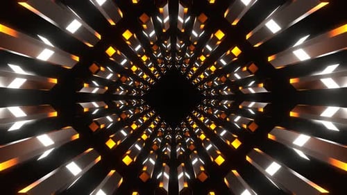 Orange And White Neon Light Columns Tunnel Background Vj Loop In 4K