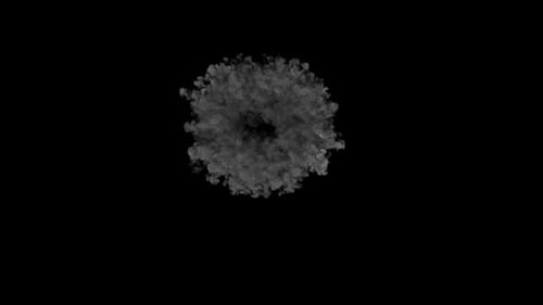 Explosion dust shockwave top down view, transparent background