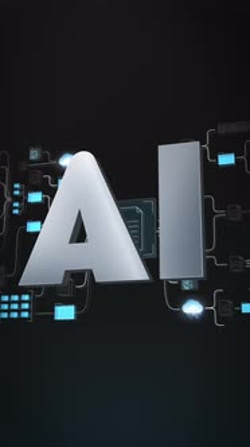 Futuristic AI Text Reveal with Circuit Board Animation