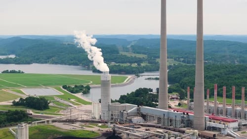 Coalfired Power Plant Producing Electricity Fossil Fuel Usage for Energy Production